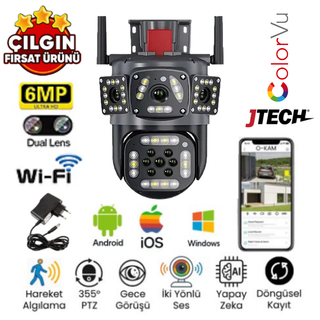 O-KAM 3412 6MP Wi-fi 2 Lens Alert PTZ