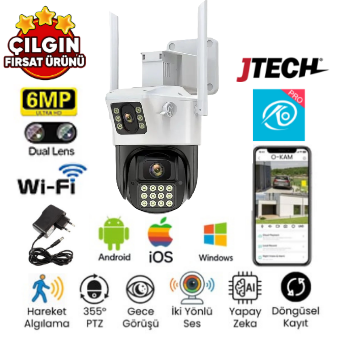 O-KAM 6015 (3MP 3MP) 6MP Wi-fi 2 Lens Alert PTZ