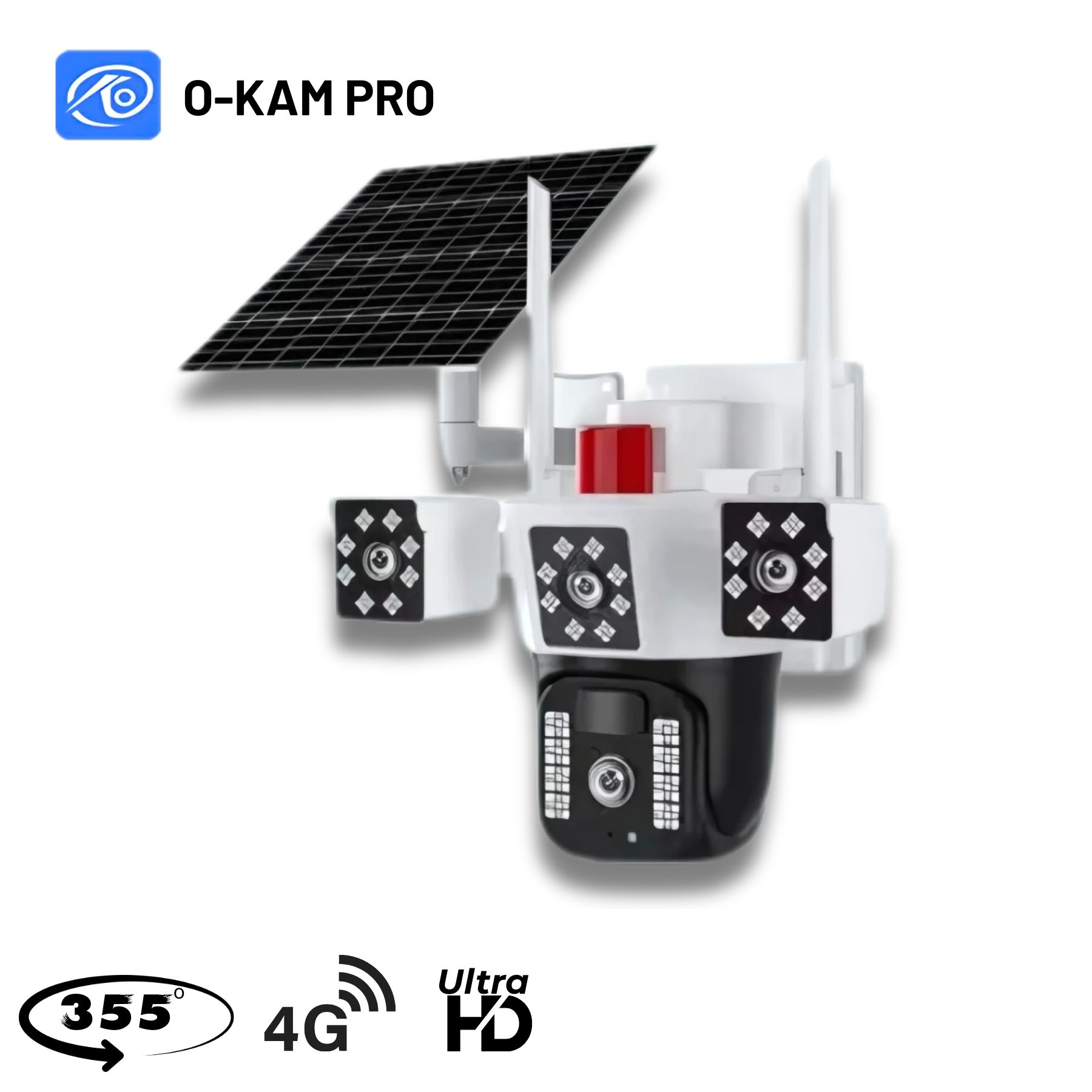 O-KAM 3030 6MP 4G Sim Kartlı Solar Panelli 2 Lens Alert PTZ