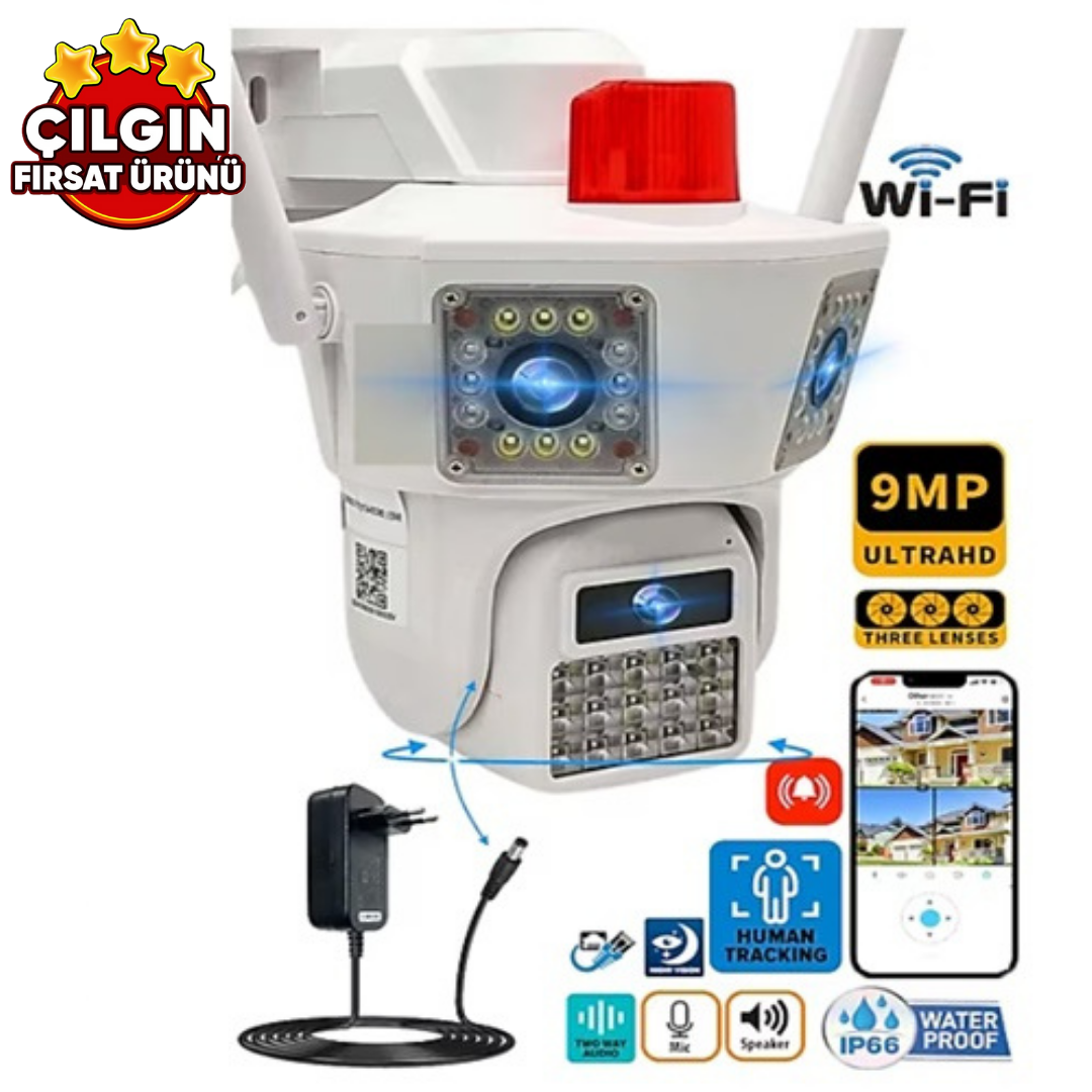 O-KAM 3033 (3MP 3MP 3MP) 9MP Wi-fi 3 Lens Alert PTZ