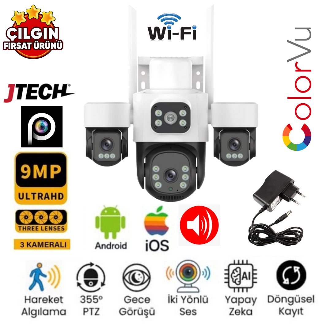 Inox X-113 3MPx3Kamera 9MP 4K AOV Wi-fi PTZ Akıllı Kamera