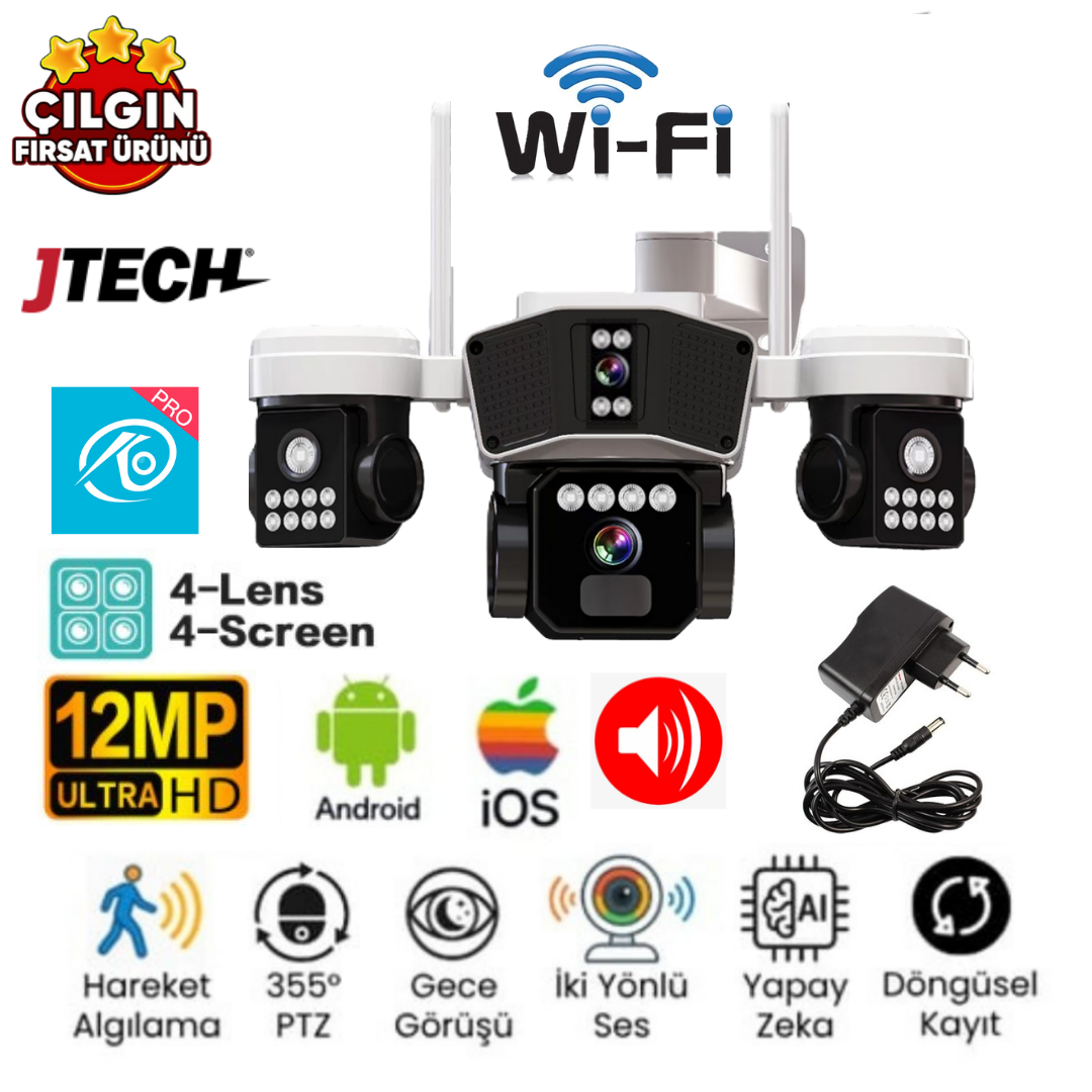 O-KAM 6064 (3MP 3MP 3MP 3MP) 12MP Wi-fi 4 Lens Alert PTZ