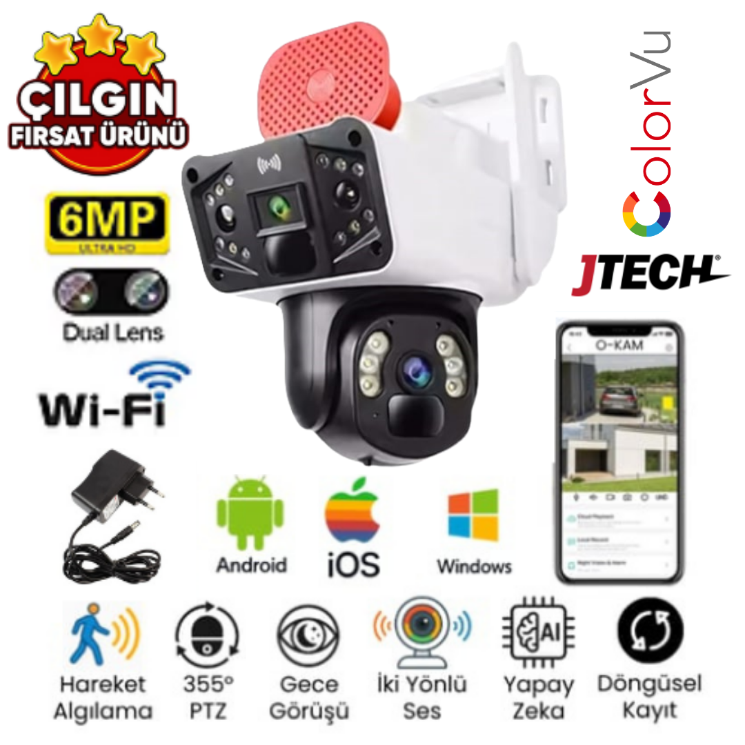 O-KAM 3041 6MP Wi-fi 2 Lens Alert PTZ