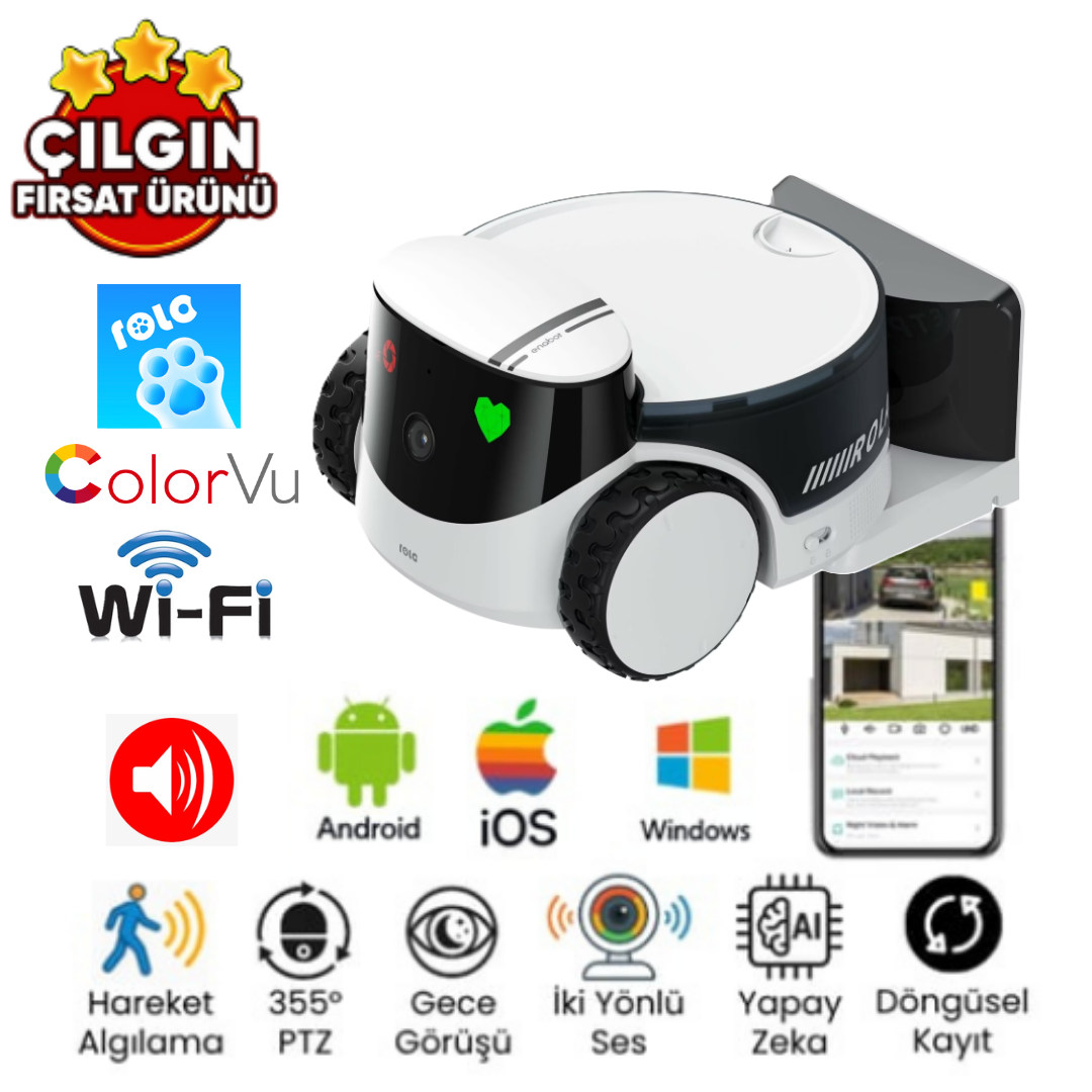 Enabot ROLA Petpal 2.5K Pet Kamera Evcil Hayvan ve Aile Robotu