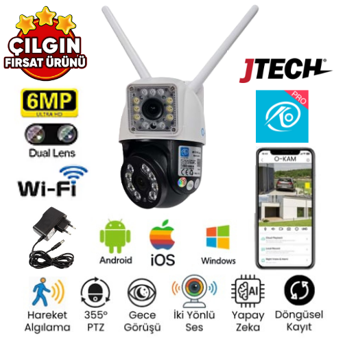 O-KAM 3012 (3MP 3MP) 6MP Wi-fi 2 Lens Alert PTZ