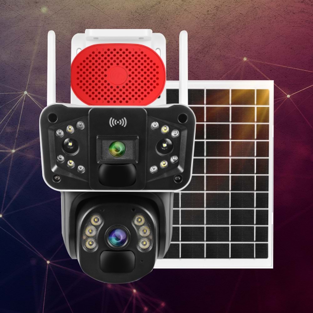 O-KAM 3915 6MP 4G Sim Kartlı Solar Panelli 2 Lens Alert PTZ